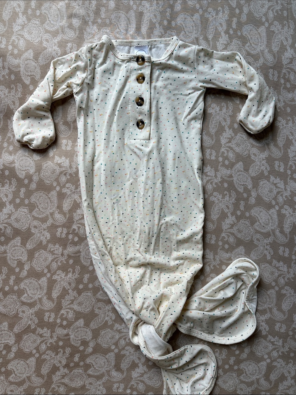 Lou Lou Knotted Gown with Multicolor Dots